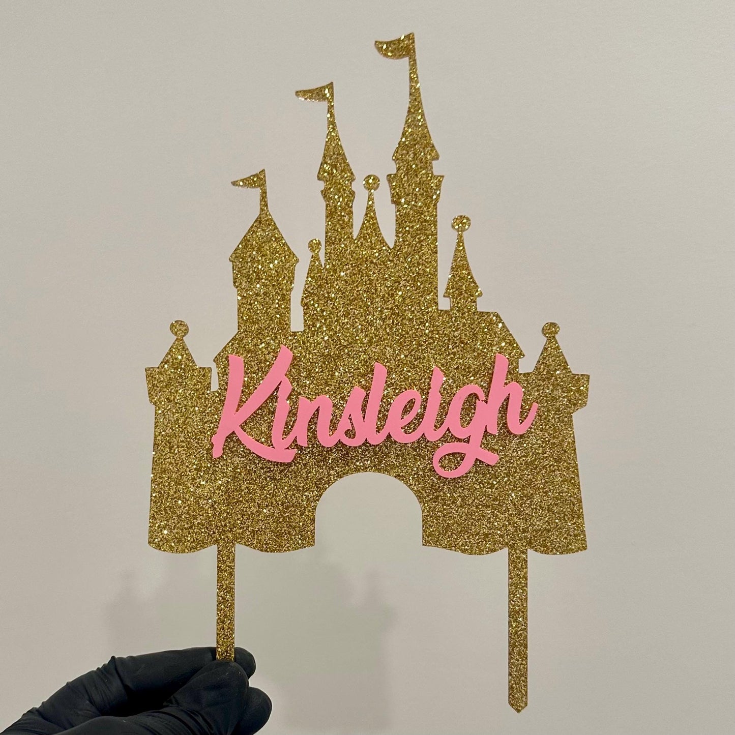 Princess Castle Cake Topper 6”W x 9”H (including sticks)