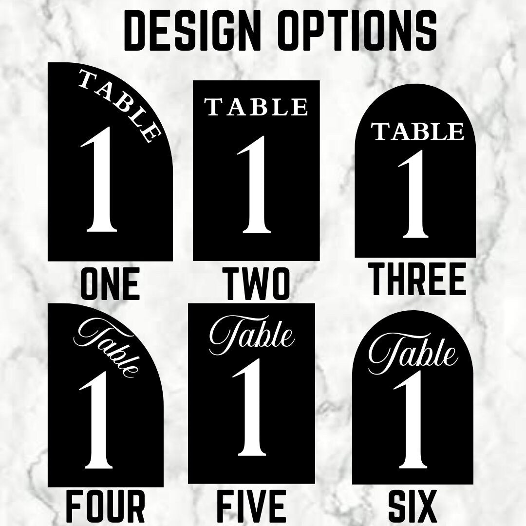 Table Number Signs