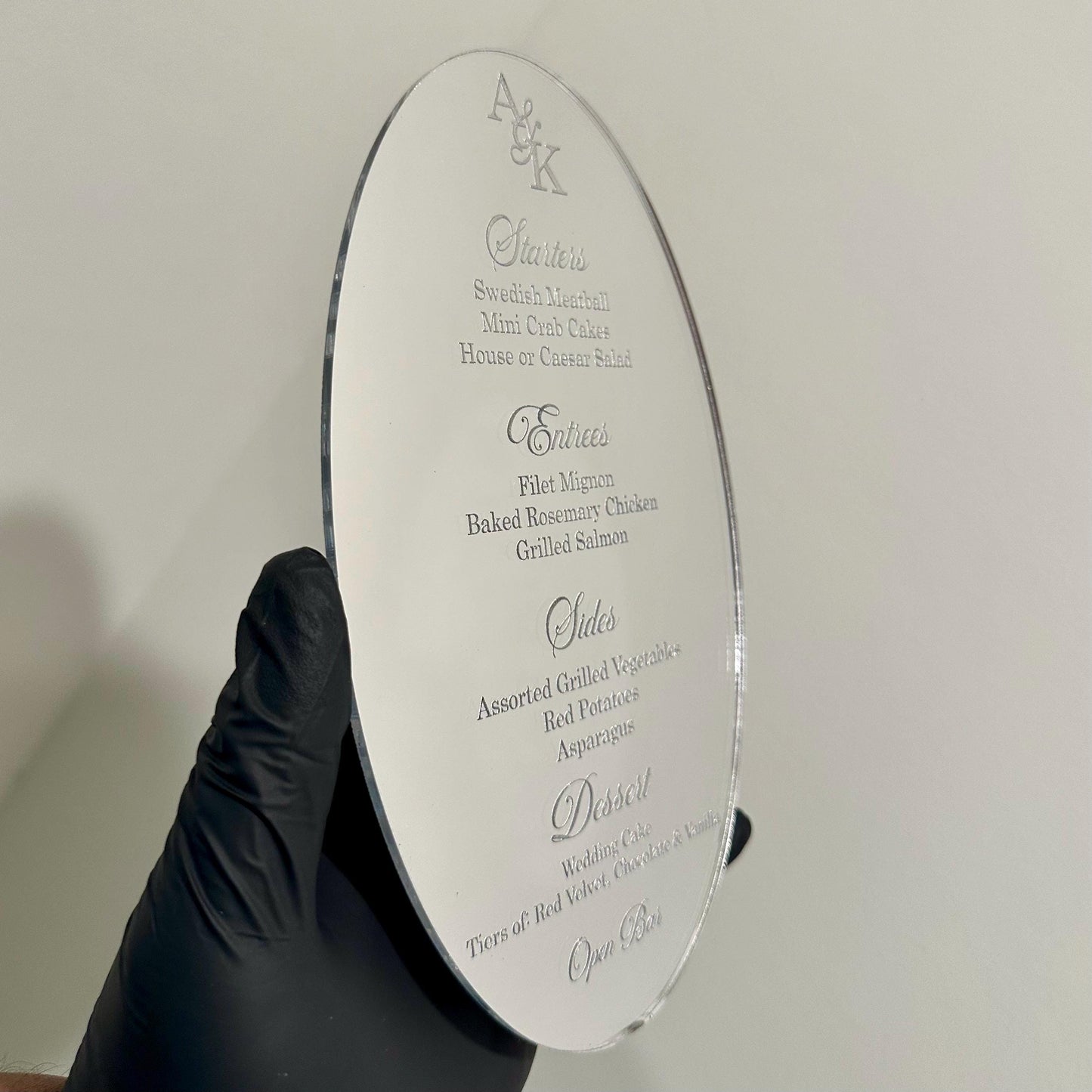 Acrylic Dinner Menus (Oval)