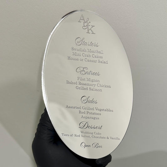 Acrylic Dinner Menus (Oval)