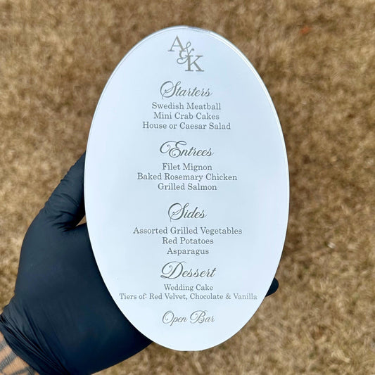 Acrylic Dinner Menus (Oval)
