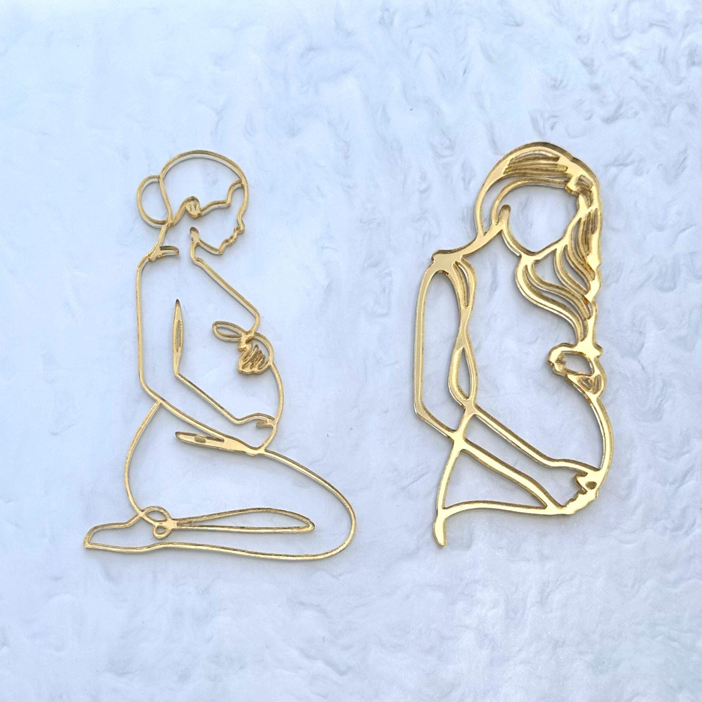 Pregnant Woman Line Art Silhouette Cake Charm | Pregnant Cake Charm | Baby Shower Cake Charms | Gender Reveal Cake Charms and Toppers