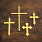 Gold Mirror Cross Cake Charm Set | Acrylic Cross Cupcake Toppers | Baptism Cake Decor | Communion Cake Charms | Christian Party Decorations