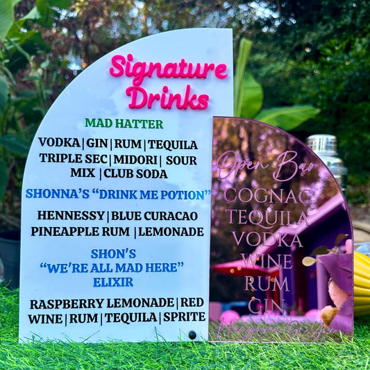 Signature Drinks Bar Menu Signs