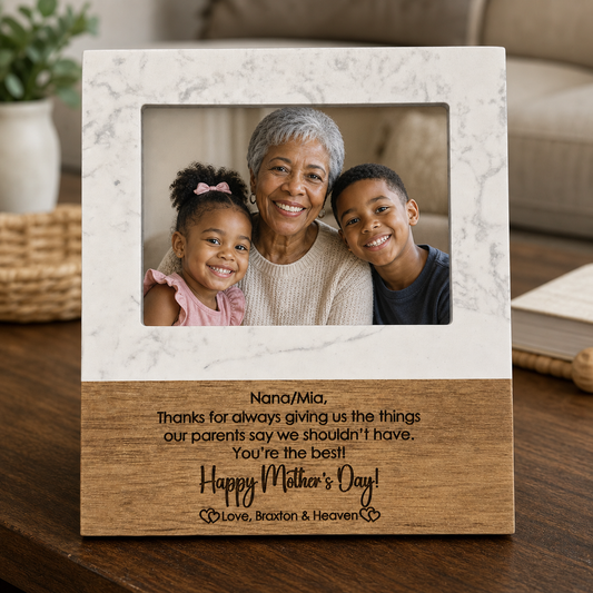 Marble + Wood Picture Frame 5x7