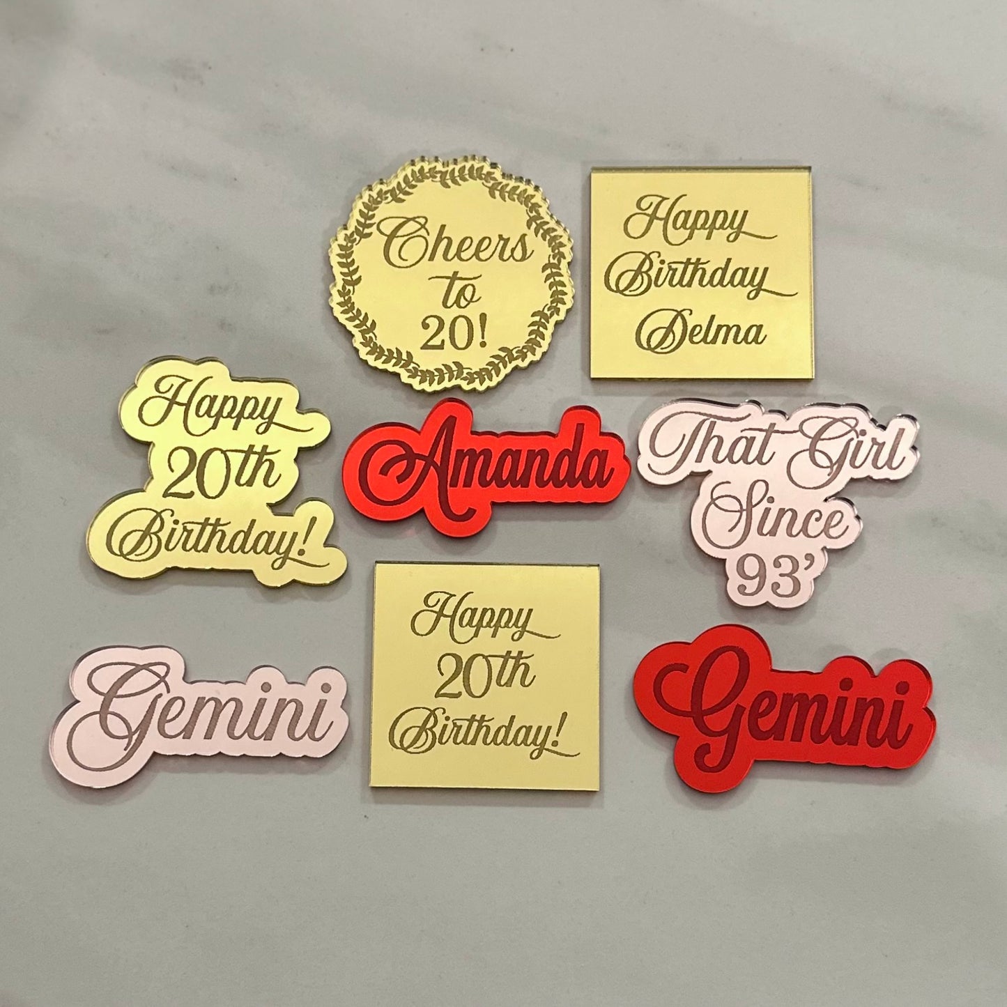 Mirror Engraved Cupcake Toppers