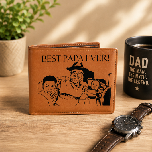 Personalized Engraved Wallet for Dad | Custom Photo Wallet | Father’s Day Wallet Gift | Best Papa Ever Wallet | Gift for Grandpa
