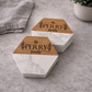 Personalized Marble + Wood Coasters - Hexagon