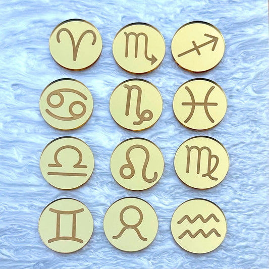 Zodiac Signs Acrylic Cupcake & Cake Charms
