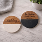 Personalized Marble + Wood Coasters - Circle