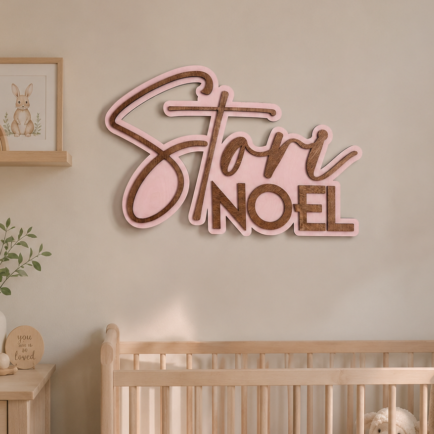 Personalized Baby Nursery Name Sign | Custom Wood & Acrylic Nursery Wall Decor