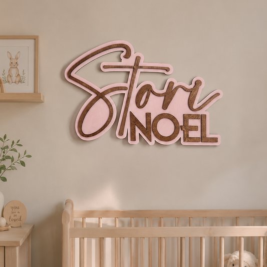 Personalized Baby Nursery Name Sign | Custom Wood & Acrylic Nursery Wall Decor