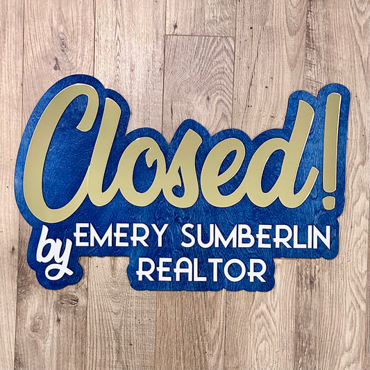 Personalized Realtor Closing Sign | Sold by Realtor Sign | Custom Closing Photo Prop | Real Estate Closing Gift Sign | Realtor Branding Sign