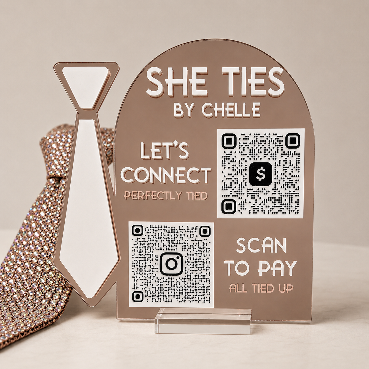 Custom Tie Themed QR Code Business Sign | Personalized Scan to Pay Sign | Social Media QR Display | Vendor Booth Sign | Business Counter Display