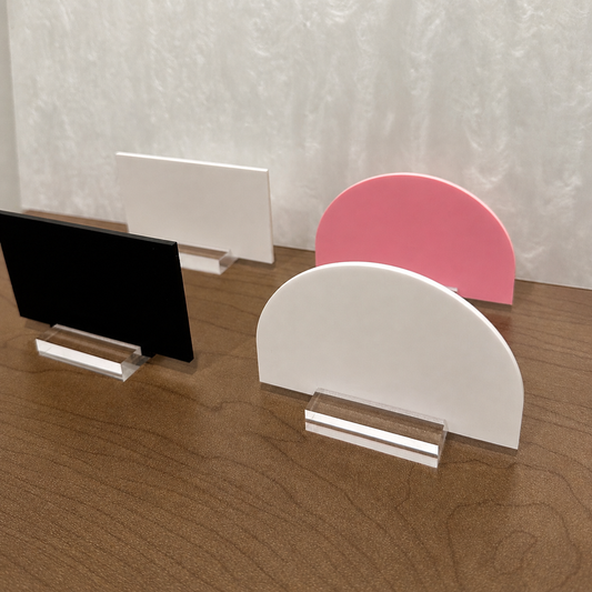 Mini Acrylic Blank Signs with Stand | Small Table Signs for Weddings, Parties & Events | Place Cards, Buffet Labels, DIY Sign Blanks