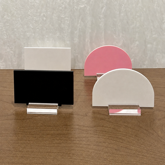 Mini Acrylic Blank Signs with Stand | Small Table Signs for Weddings, Parties & Events | Place Cards, Buffet Labels, DIY Sign Blanks