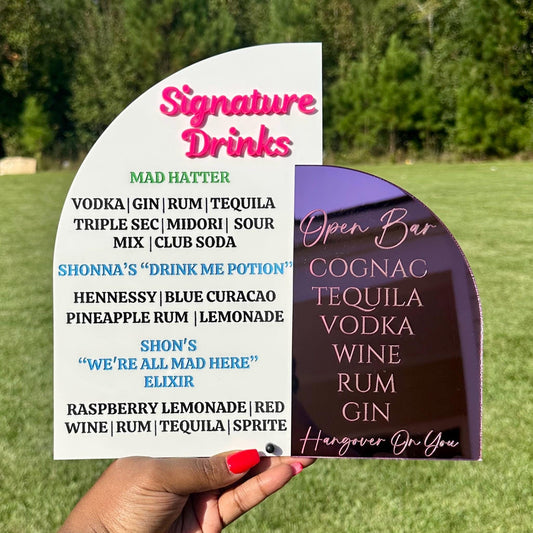Signature Drinks Bar Menu Signs