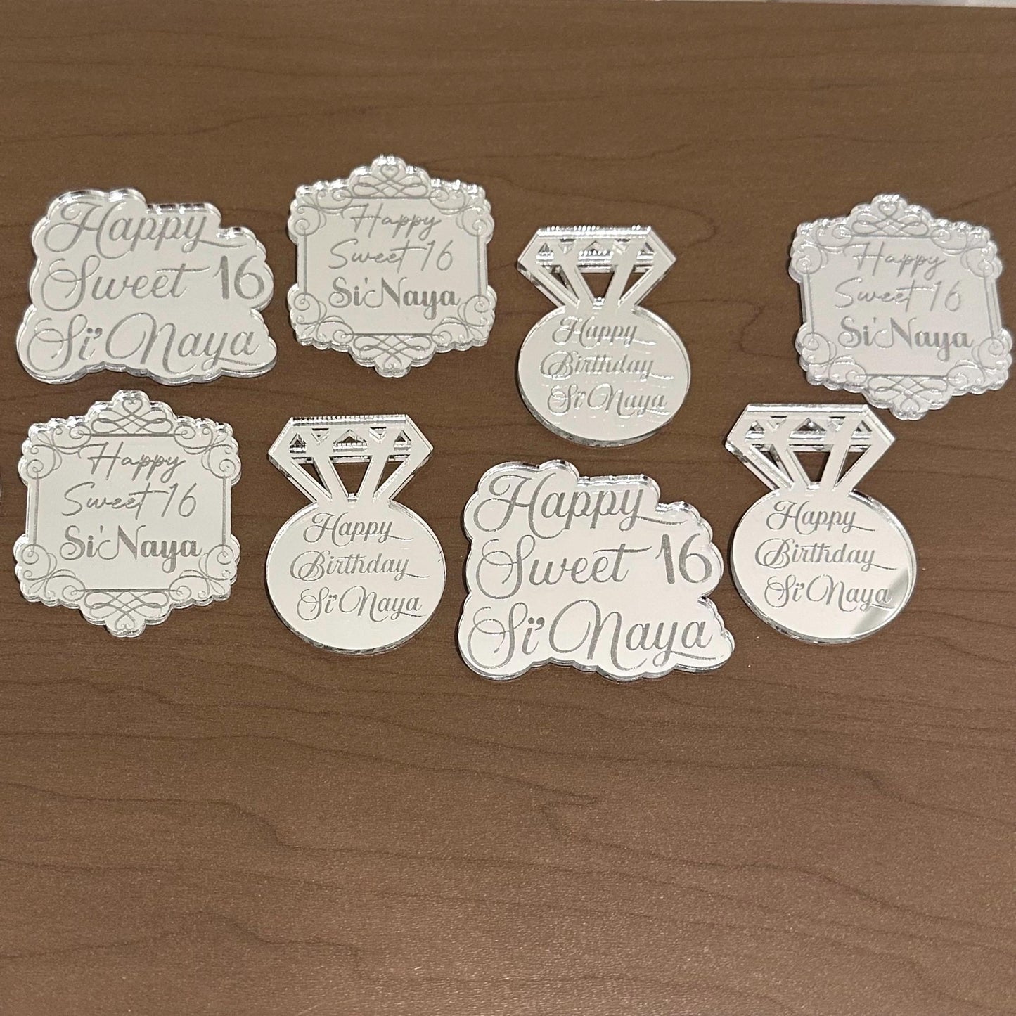 Mirror Engraved Cupcake Toppers