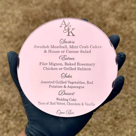 Acrylic Dinner Menus (Round | Circle)