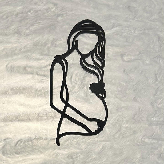 Pregnant Woman Line Art Silhouette Cake Charm | Pregnant Cake Charm | Baby Shower Cake Charms | Gender Reveal Cake Charms and Toppers