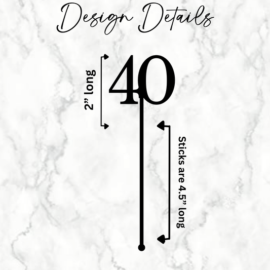 Custom Number Drink Stirrers | Acrylic Birthday Drink Sticks | Personalized Age Cocktail Stirrers | Birthday Party Drink Decor | Milestone Celebration Accessories