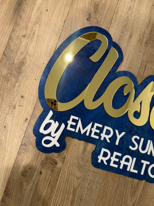 Personalized Realtor Closing Sign | Sold by Realtor Sign | Custom Closing Photo Prop | Real Estate Closing Gift Sign | Realtor Branding Sign